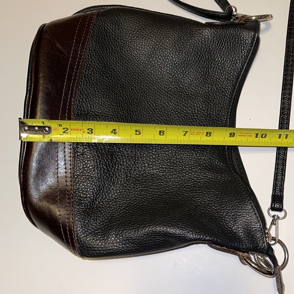 Vintage Black and Brown Italian Leather Crossbody Bucket Bag - Picture 10 of 11